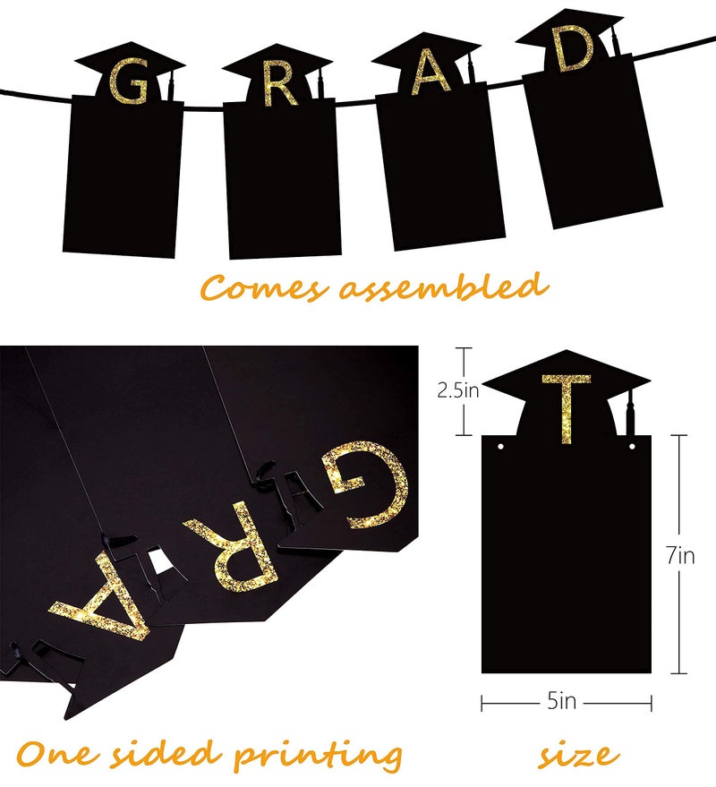 jollylife 3PCS Graduation Decorations Class of 2025 Photo Banner Party Supplies - Congrats Grad We are So Proud of You Garland Decor(Black) - Image 5